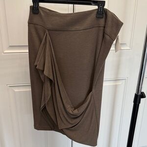 Ronen Chen Brown Draped Pencil Skirt